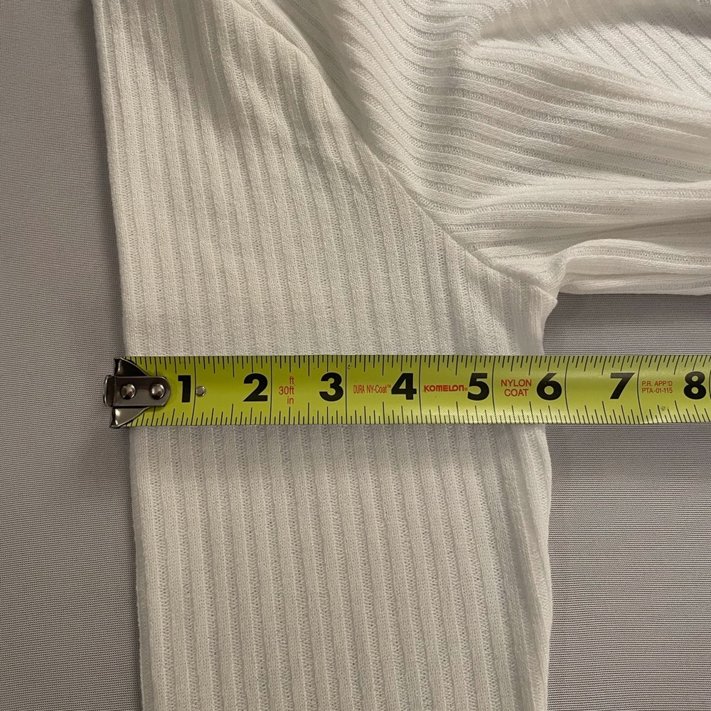 Sweatyrocks Long Sleeve Ribbed Knit Ruched Top White Size Large - Picture 10 of 12